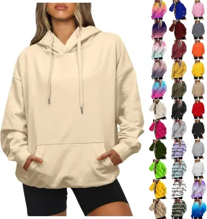 Hoodies For Women Plain Pocket Zip Sweatshirt Basic Long Sleeve Coat Outdoor Ladies Daily Tops Trendy Sport Outfits