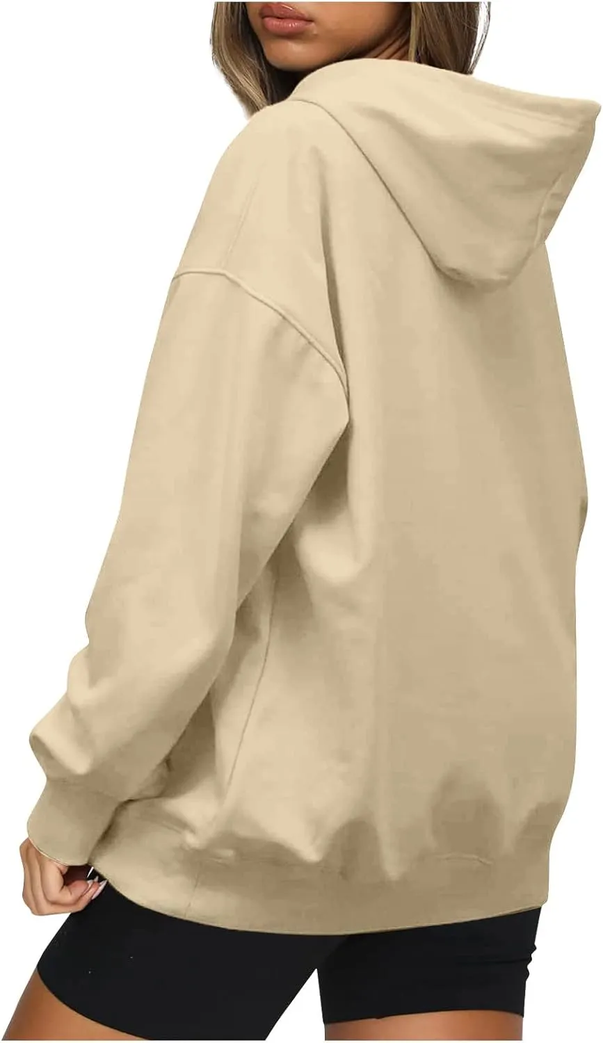 Hoodies For Women Plain Pocket Zip Sweatshirt Basic Long Sleeve Coat Outdoor Ladies Daily Tops Trendy Sport Outfits