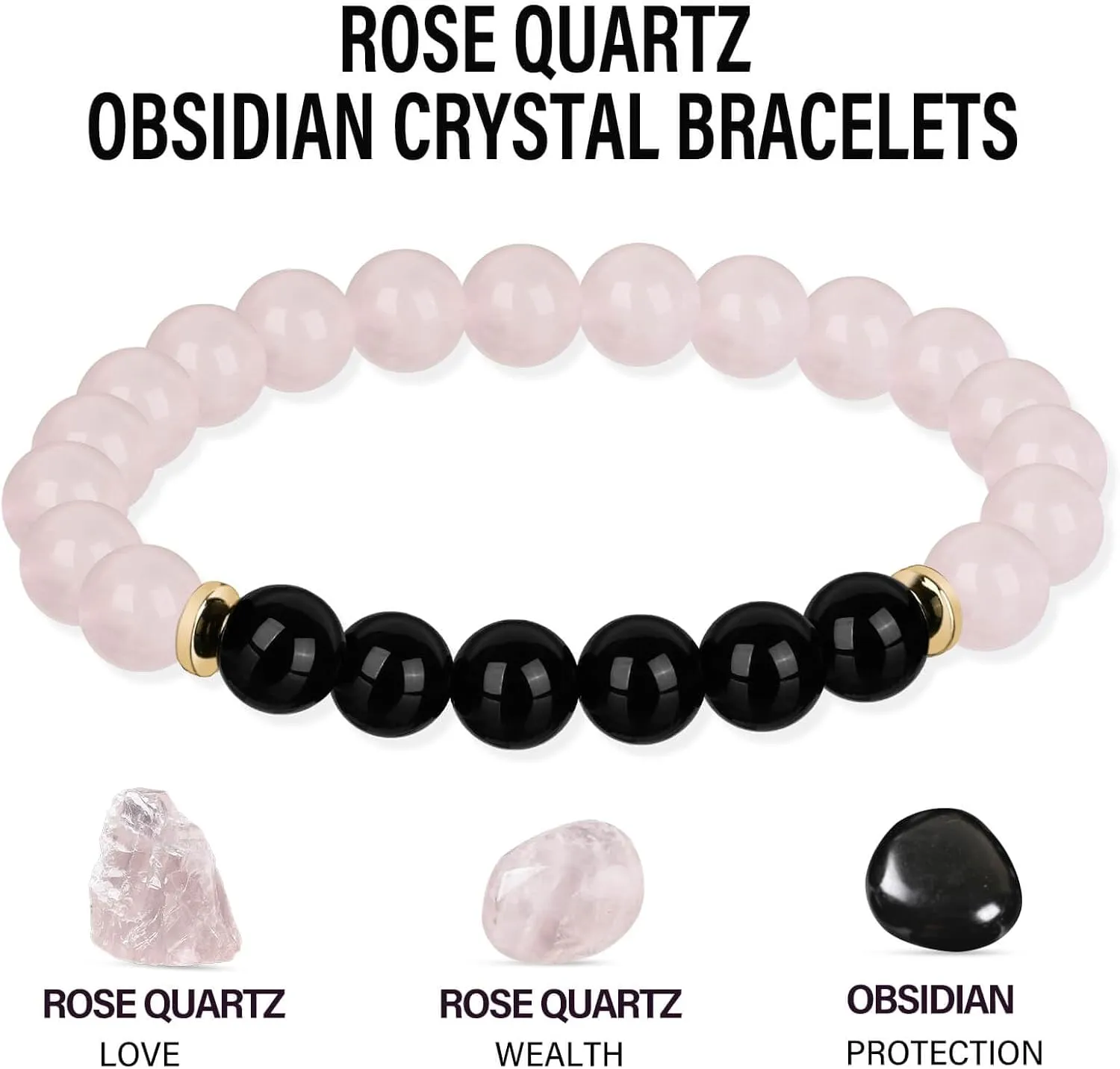 HOZEAL Rose Quartz Pink Opal Peru Crystal Bracelet, Love Friendship Crystal Stone Chakra Bracelet, Business Money Energy Wealth Good Luck Prosperity Feng Shui Beaded Bracelet for Men Women