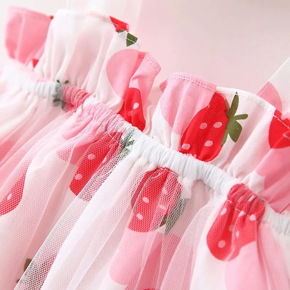 IBAKOM Baby Girl Sleeveless Flower Summer Dress Hawaiian Beach Party Dresses Boho Princess Sundress with Straw Hat