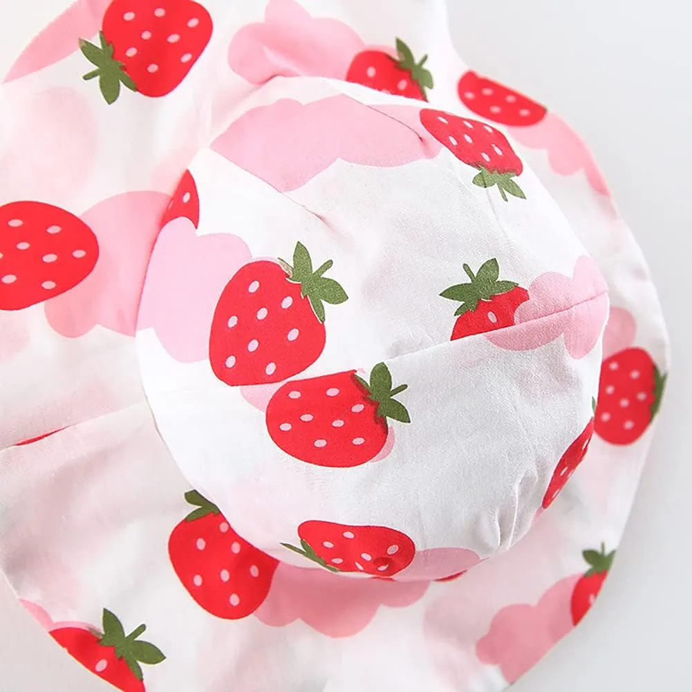 IBAKOM Baby Girl Sleeveless Flower Summer Dress Hawaiian Beach Party Dresses Boho Princess Sundress with Straw Hat
