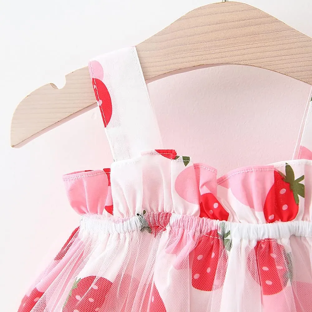 IBAKOM Baby Girl Sleeveless Flower Summer Dress Hawaiian Beach Party Dresses Boho Princess Sundress with Straw Hat