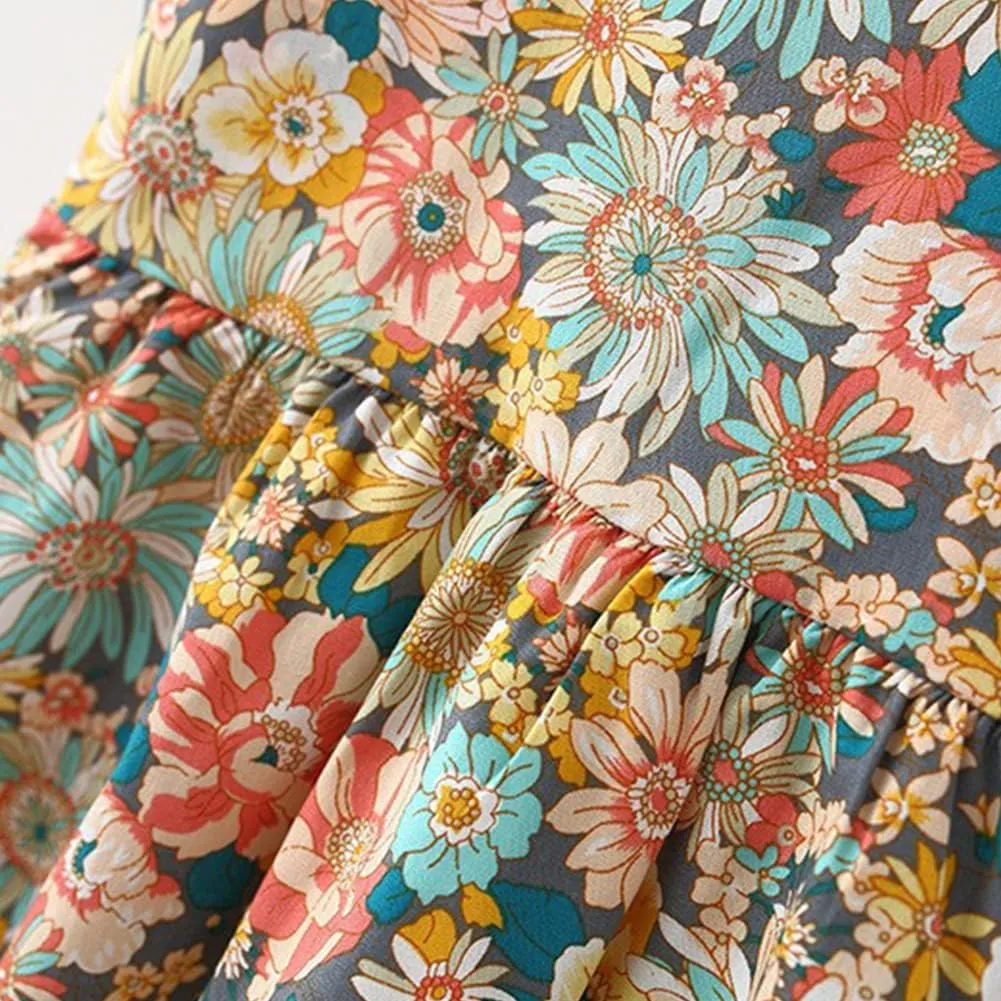 IBAKOM Baby Girl Sleeveless Flower Summer Dress Hawaiian Beach Party Dresses Boho Princess Sundress with Straw Hat