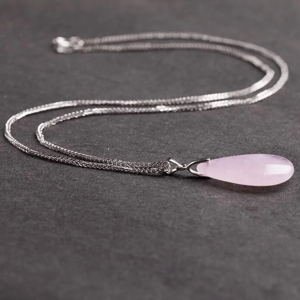 iSTONE 925 Sterling Silver Natural Crytral for Womens Pendant Necklace, Gemstone Birthstone with 17.8" Silver Chain Ladies