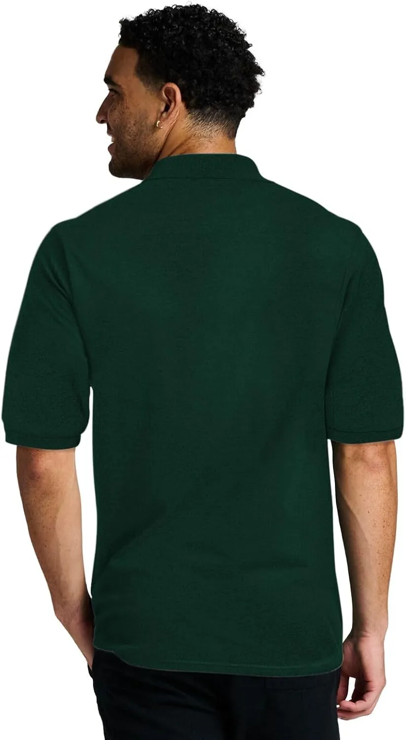 Jerzees Men's Short Sleeve Polo Shirts, Cotton Blend, Two Button Closure, Regular Fit, Sizes S-5x