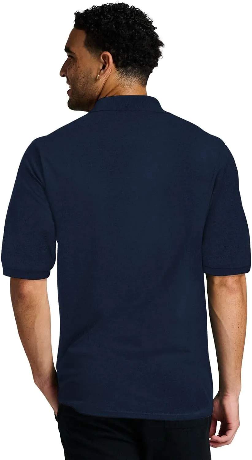 Jerzees Men's Short Sleeve Polo Shirts, Cotton Blend, Two Button Closure, Regular Fit, Sizes S-5x