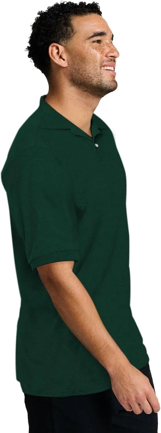 Jerzees Men's Short Sleeve Polo Shirts, Cotton Blend, Two Button Closure, Regular Fit, Sizes S-5x