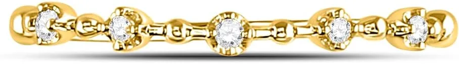Jewels By Lux 10kt Yellow Gold Womens Round Diamond Bead Dot Stackable Ring 1/20 Cttw, Women's Size: 5-9