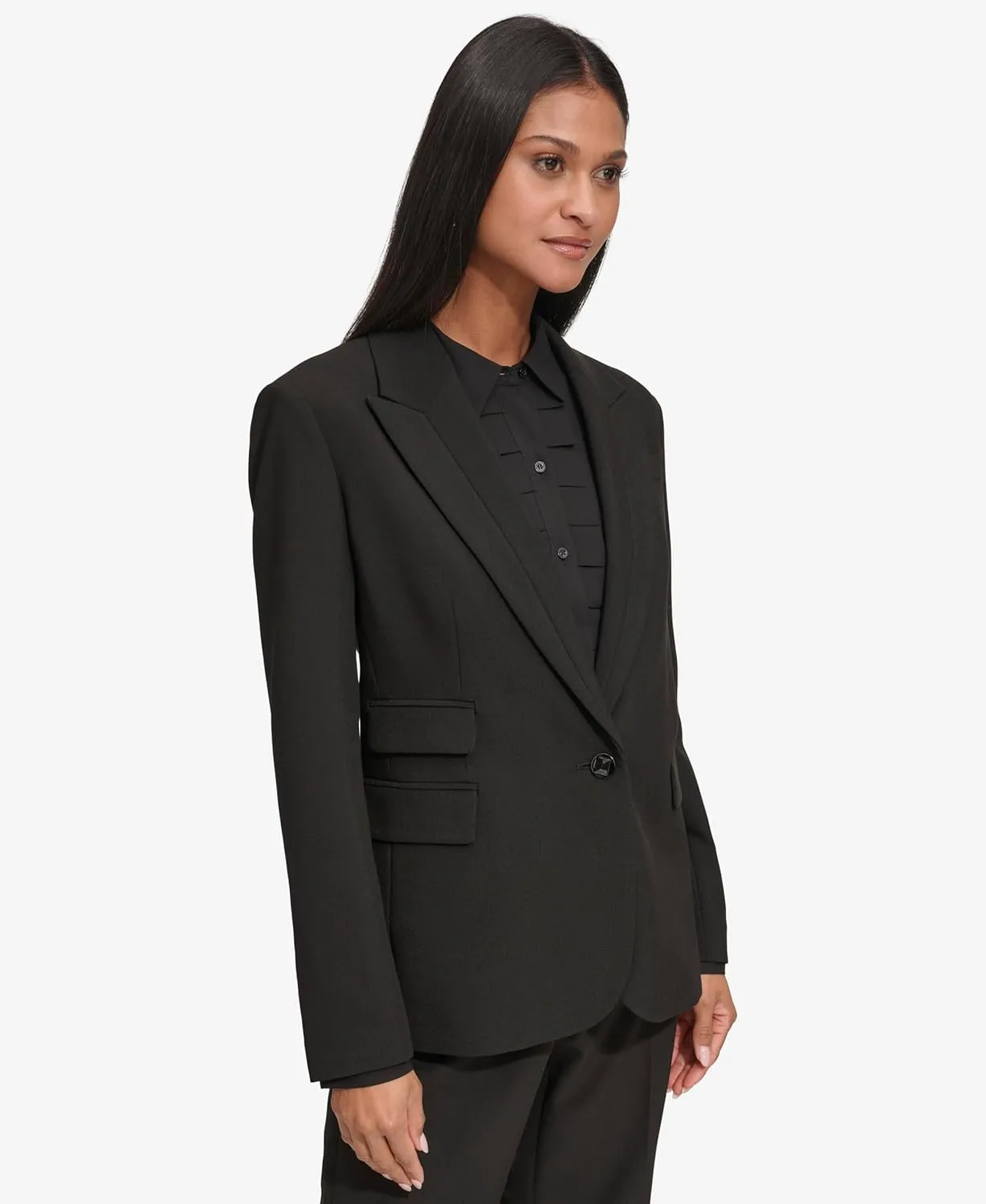 KARL LAGERFELD PARIS Women's Classic One Button Suit Blazer