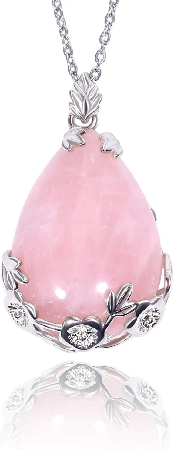 KISSPAT Healing Crystals Necklace for Women and Men Quartz Crystal Stone Pendant Necklaces Chakra Jewelry
