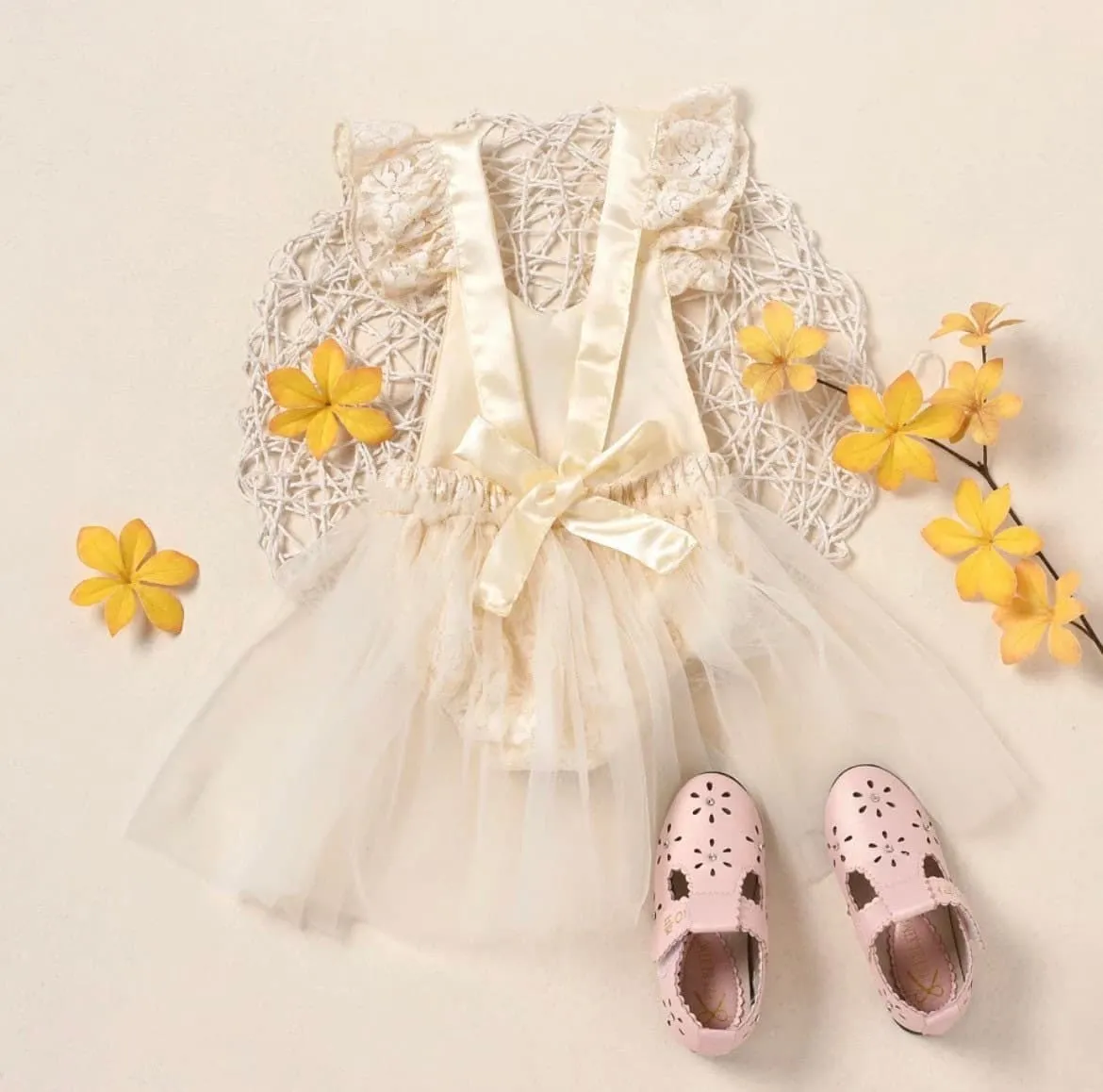 Lacey - Baby Girls First Birthday Lace Romper   Glitter One