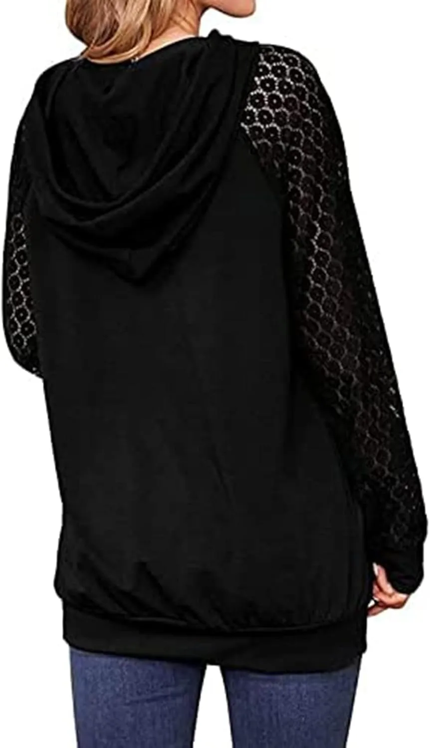 Ladies Tops, Floral Lace Long Sleeve Hoodies with Pocket Fashion Fall Outfits Casual Hoodie Comfy Spring Clothes