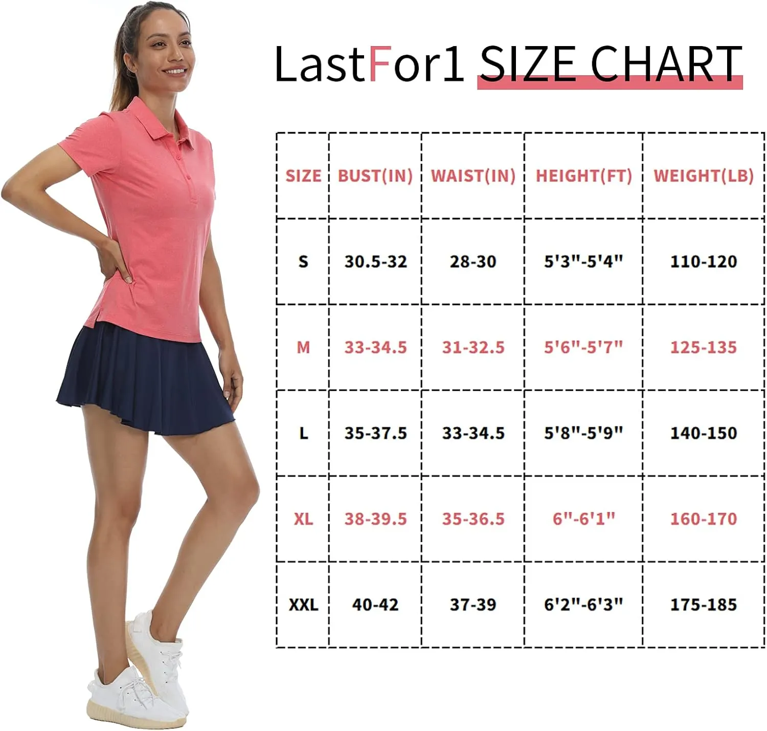 LastFor1 Women's Golf Polo Shirts Short Sleeve Sports Shirts Quick Dry 3-Button Casual Athletic T-Shirt