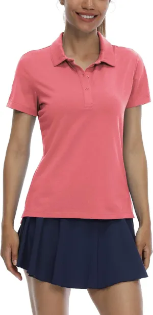 LastFor1 Women's Golf Polo Shirts Short Sleeve Sports Shirts Quick Dry 3-Button Casual Athletic T-Shirt
