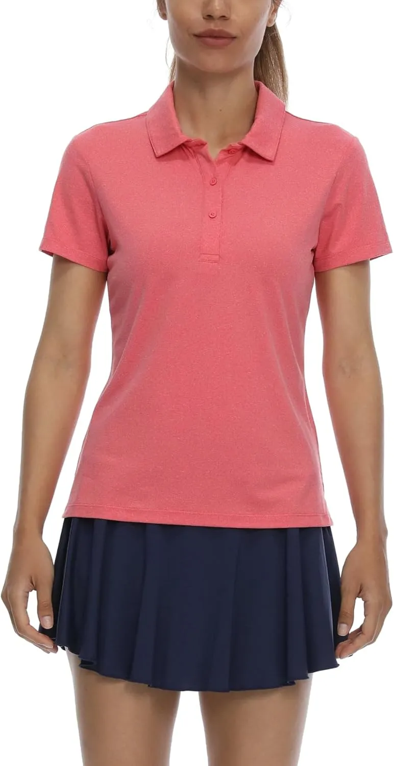 LastFor1 Women's Golf Polo Shirts Short Sleeve Sports Shirts Quick Dry 3-Button Casual Athletic T-Shirt