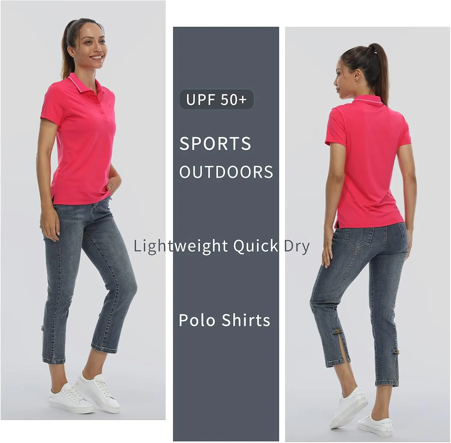 LastFor1 Women's Golf Polo Shirts Short Sleeve Sports Shirts Quick Dry 3-Button Casual Athletic T-Shirt