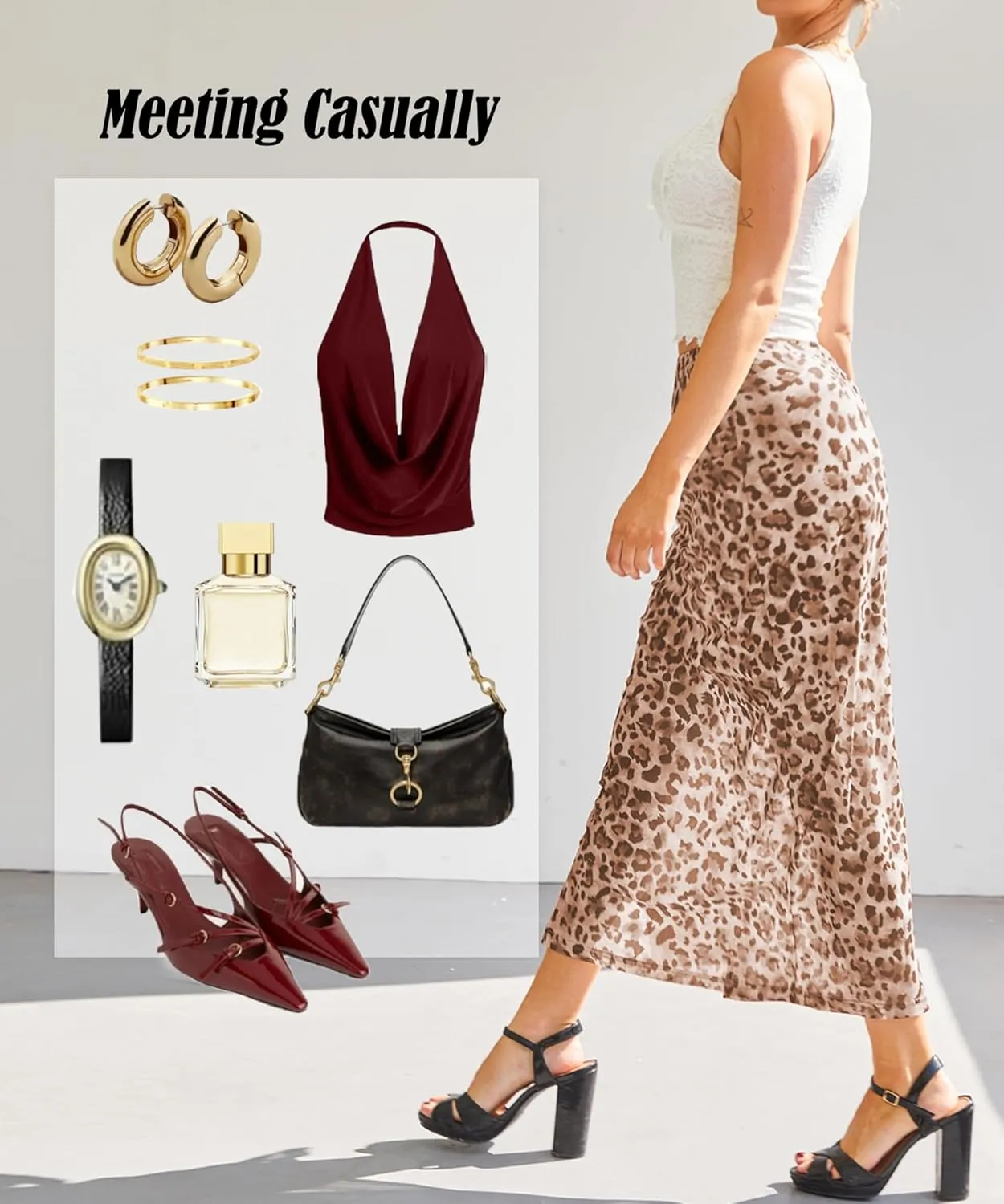 Leopard Print Maxi Skirts for Women Bodycon High Waisted A-Line Vacation Mesh Long Slit Skirt