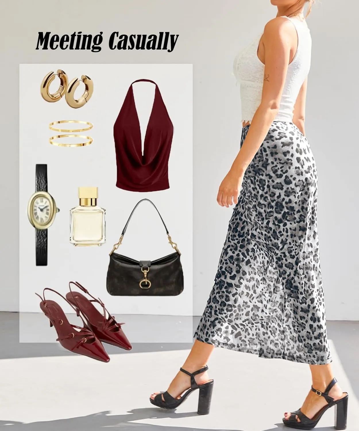 Leopard Print Maxi Skirts for Women Bodycon High Waisted A-Line Vacation Mesh Long Slit Skirt