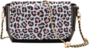 Leopard Printed in Pink Blue Crossbody Bags for Women, Trendy Small Shoulder Bag, PU Leather Clutch Purse Underarm Handbag Satchel HandBag with Adjustable Metal Chain