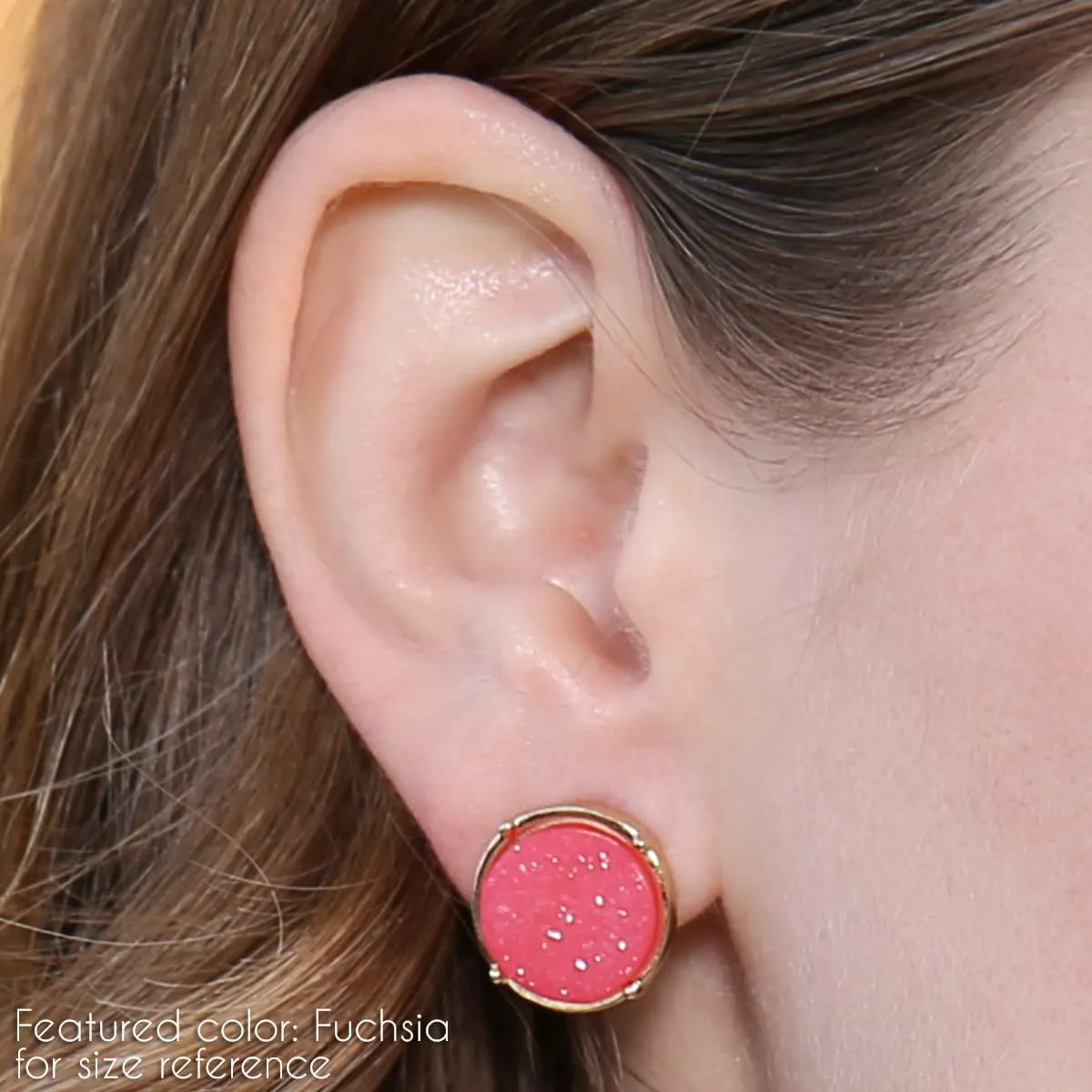 Lightweight Acrylic Stone Druzy Crystal Delicate Earrings - Sparkly Geometric Round, Teardrop Studs