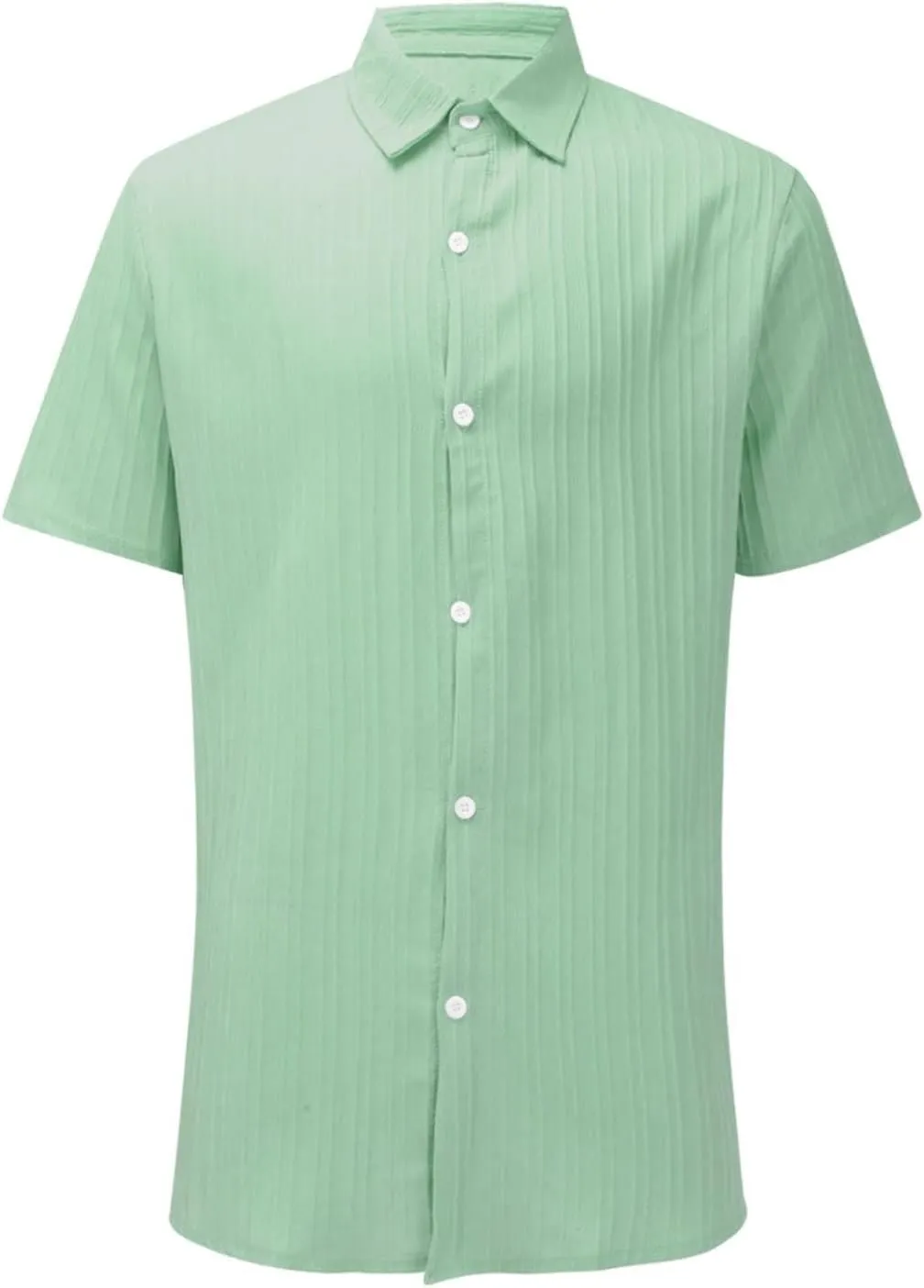 Linen Shirts for Men Big and Tall Wrinkle Free Dress Shirts Summer Short Sleeve Button Up Untucked Striped Shirts