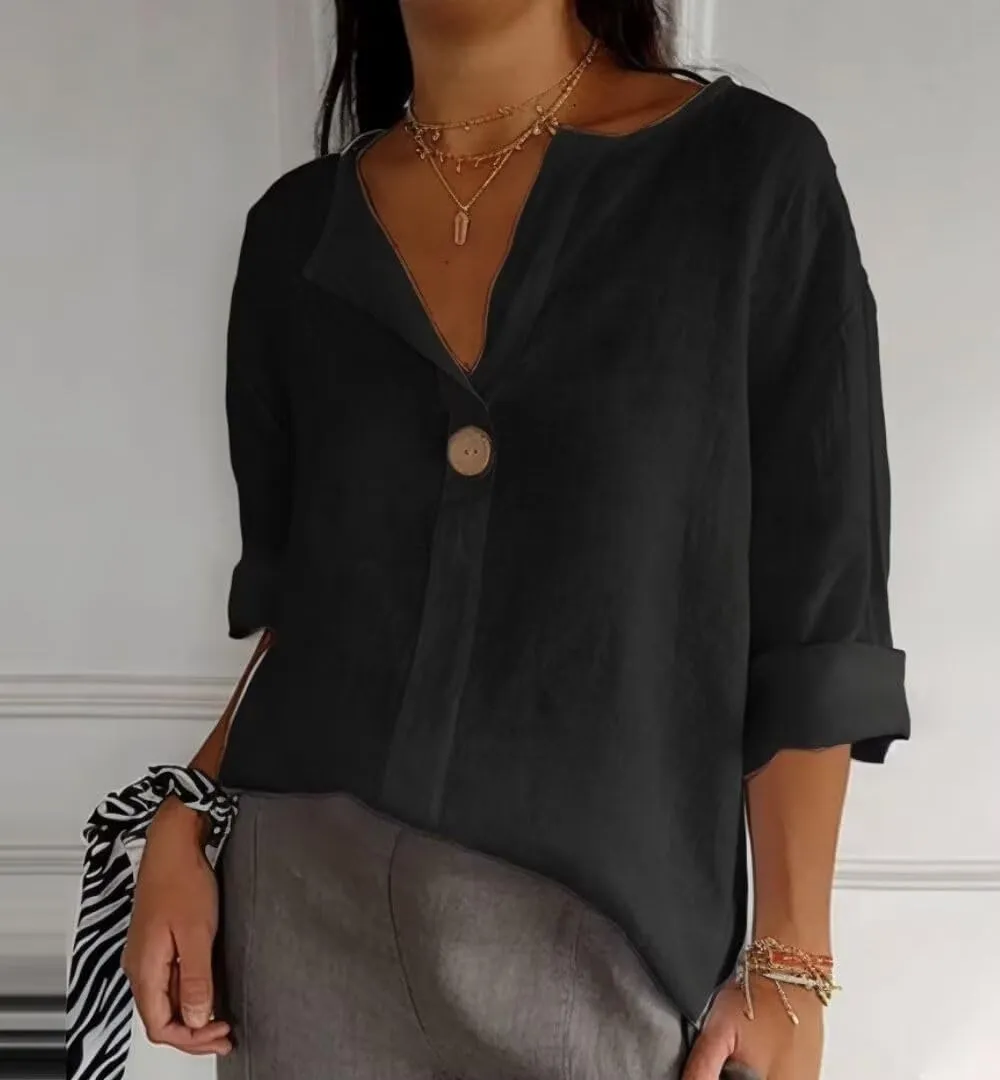 Linen Shirts for Women Plus Size Summer Tops Casual Lightweight V Neck Tees for Work 2025 Button Tunic Blouses