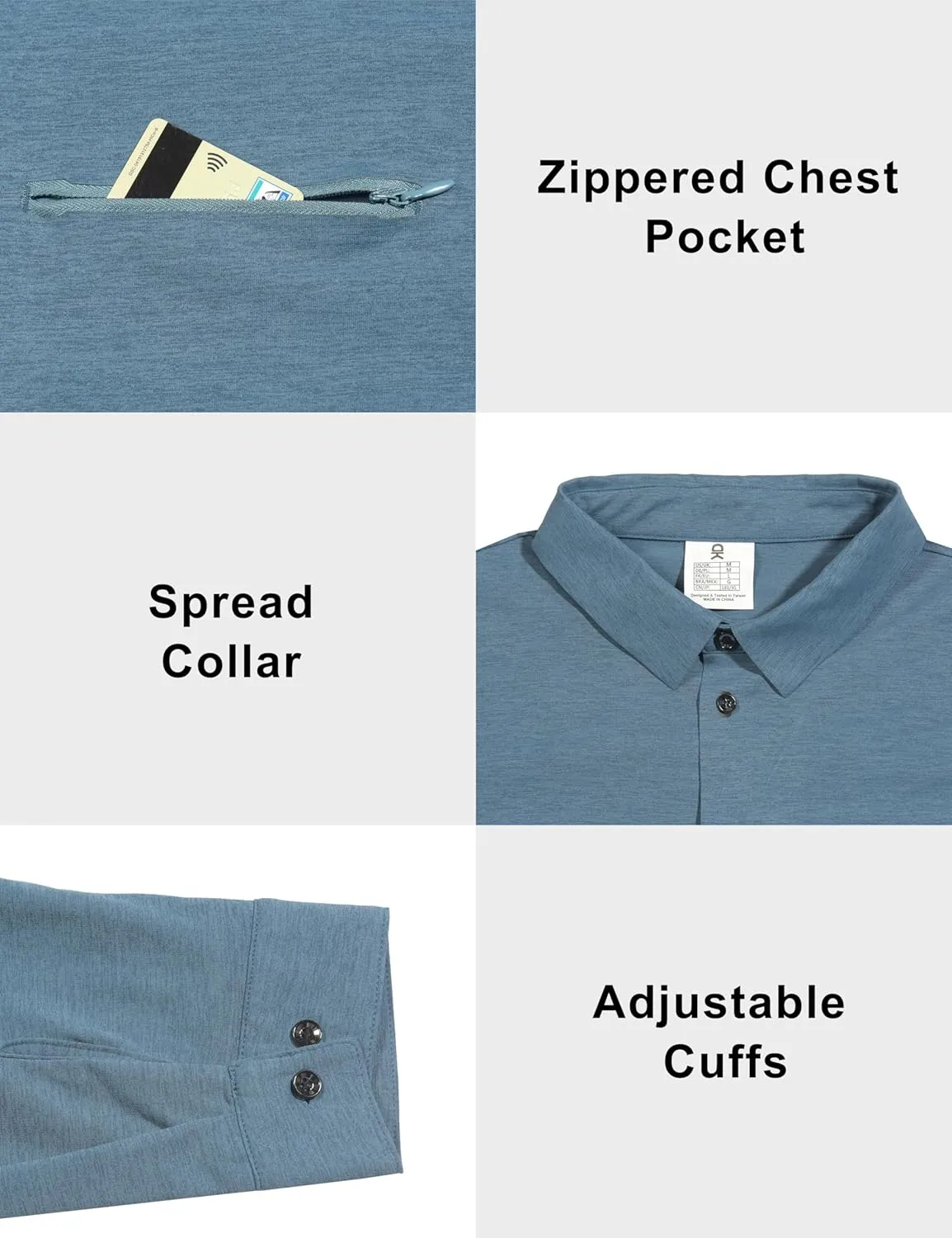 Little Donkey Andy Men's UPF 50  UV Protection Shirts, Cooling Quick-Dry Performance Fishing Shirts for Outdoor