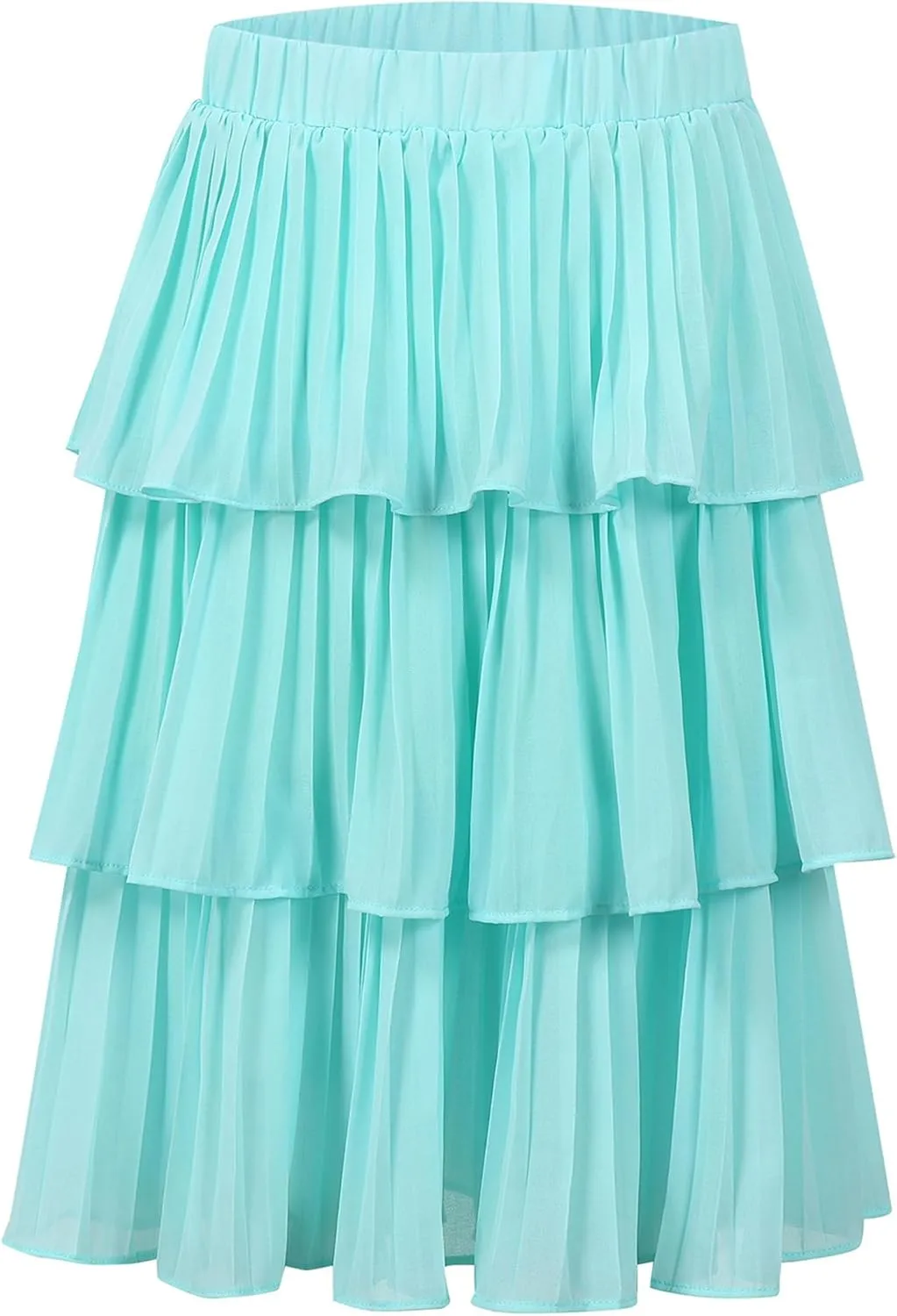 Little Girls Multi-Layers Ruffle A-line Flared Midi Knee Length Tutu Pleated Skirt