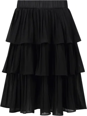 Little Girls Multi-Layers Ruffle A-line Flared Midi Knee Length Tutu Pleated Skirt