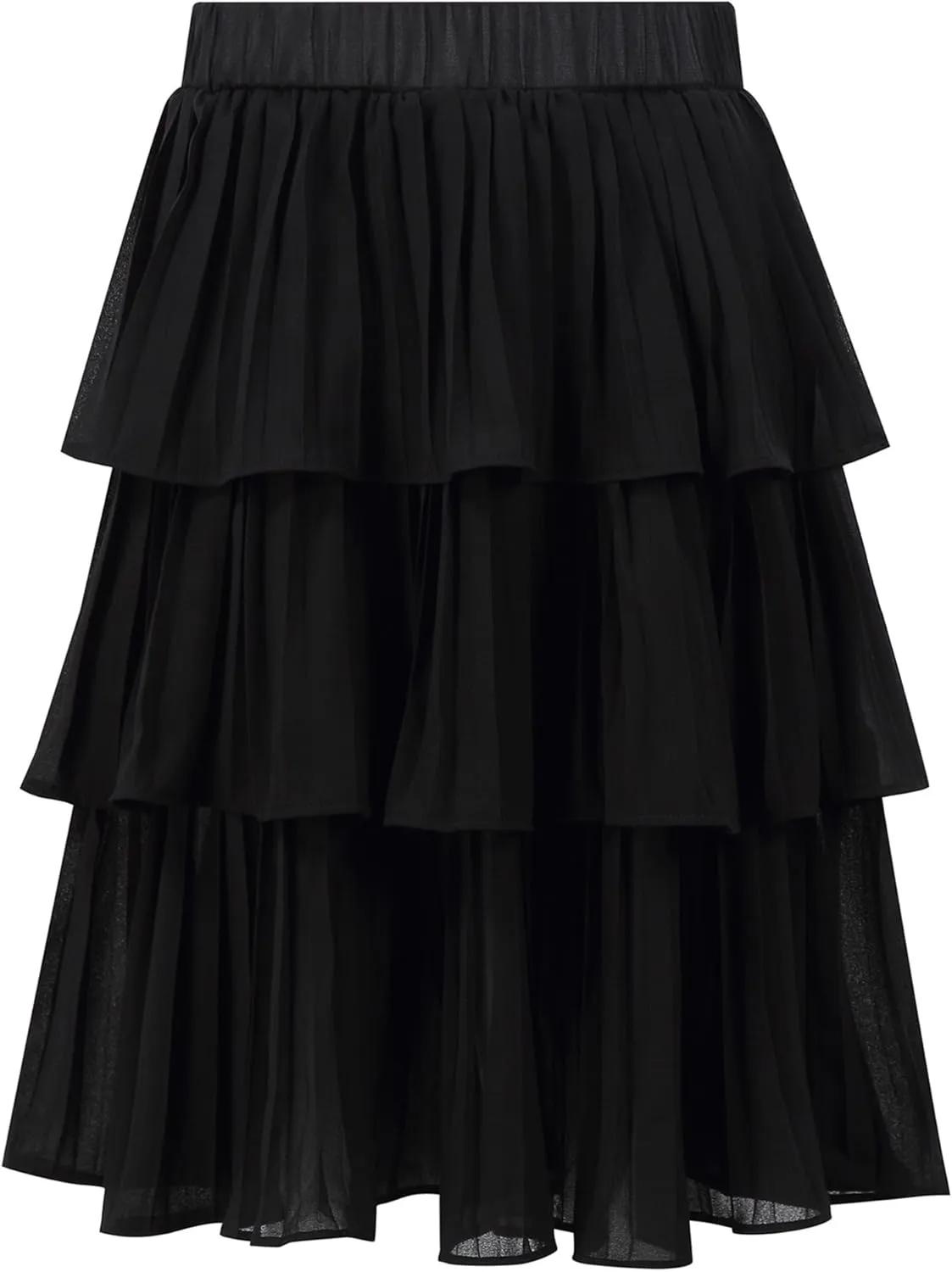 Little Girls Multi-Layers Ruffle A-line Flared Midi Knee Length Tutu Pleated Skirt