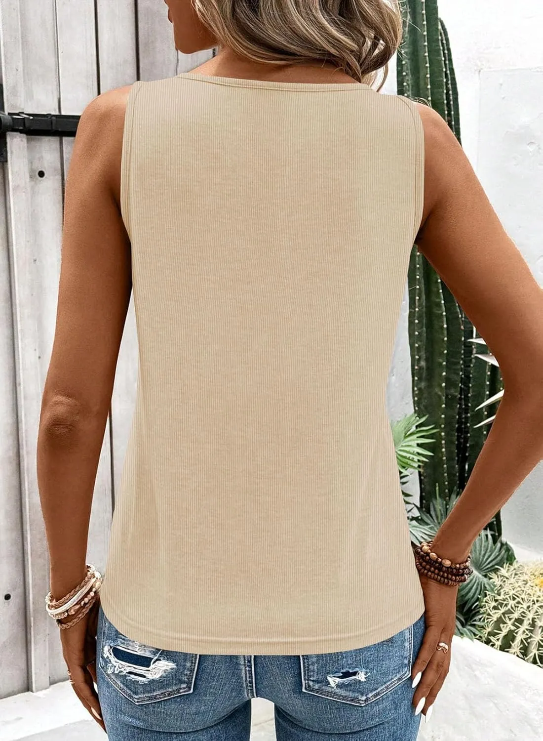 LOLONG Womens Tank Tops Summer Sleeveless Ribbed Knit Sexy Shirts Casual Cut Out Ring Keyhole Neck Tanks