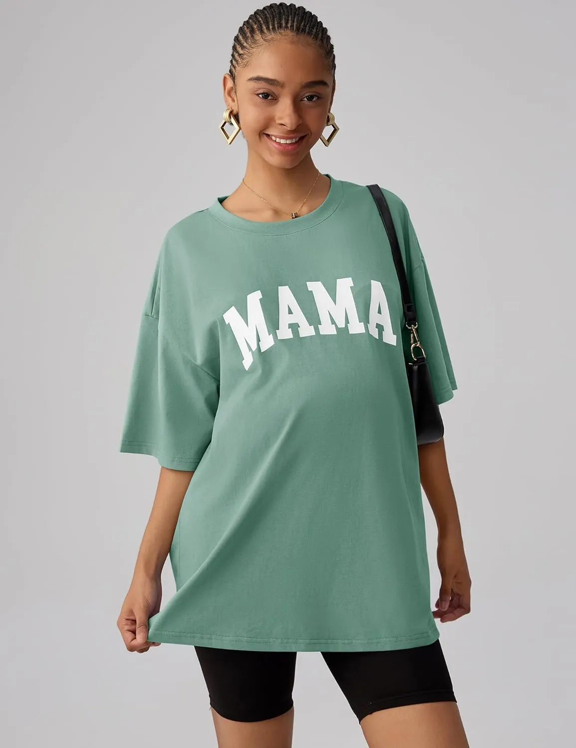 LOMON Oversized T Shirts for Women Short Sleeve Crewneck Summer Tops Loose Casual Mama Shirts Basic Tee
