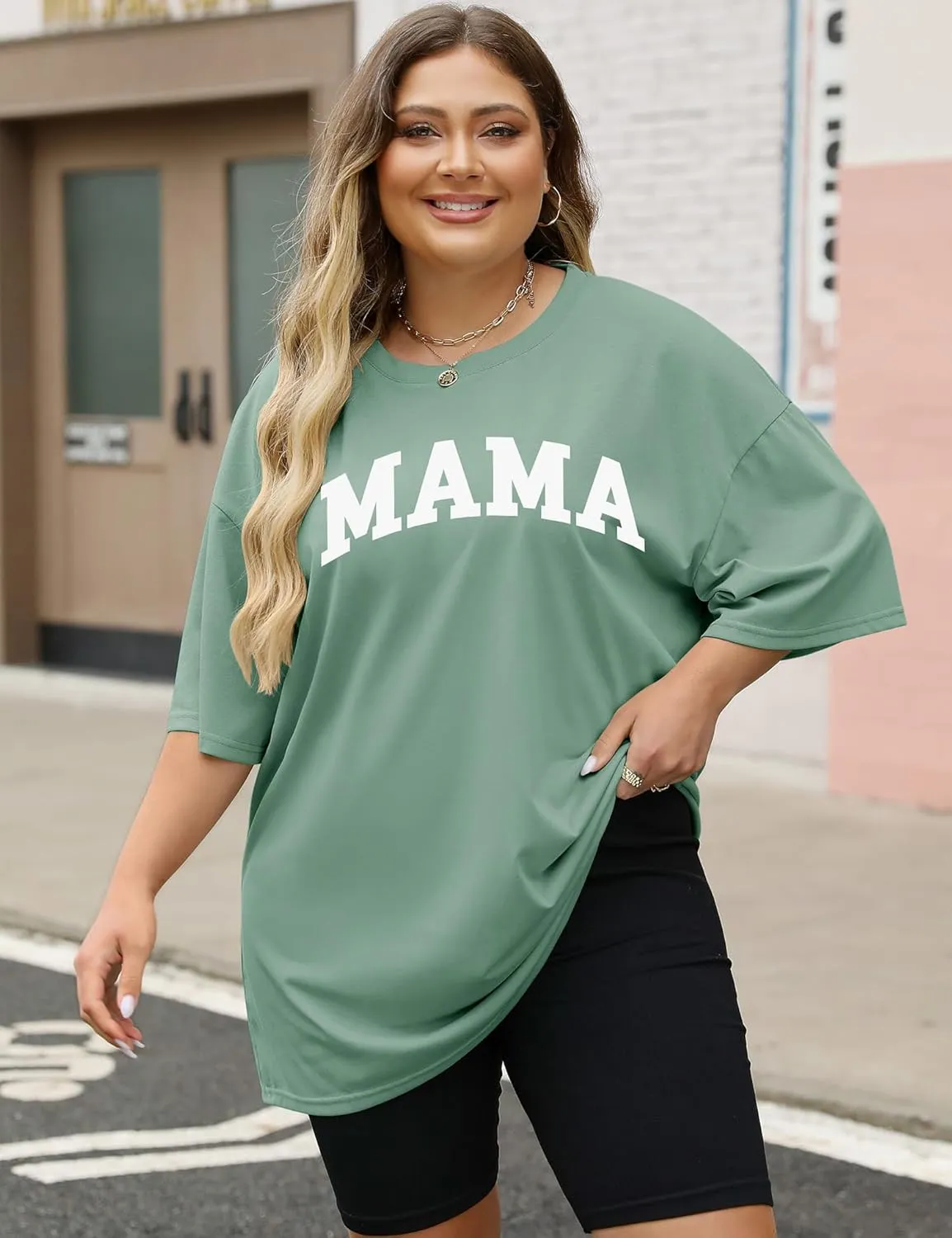 LOMON Oversized T Shirts for Women Short Sleeve Crewneck Summer Tops Loose Casual Mama Shirts Basic Tee