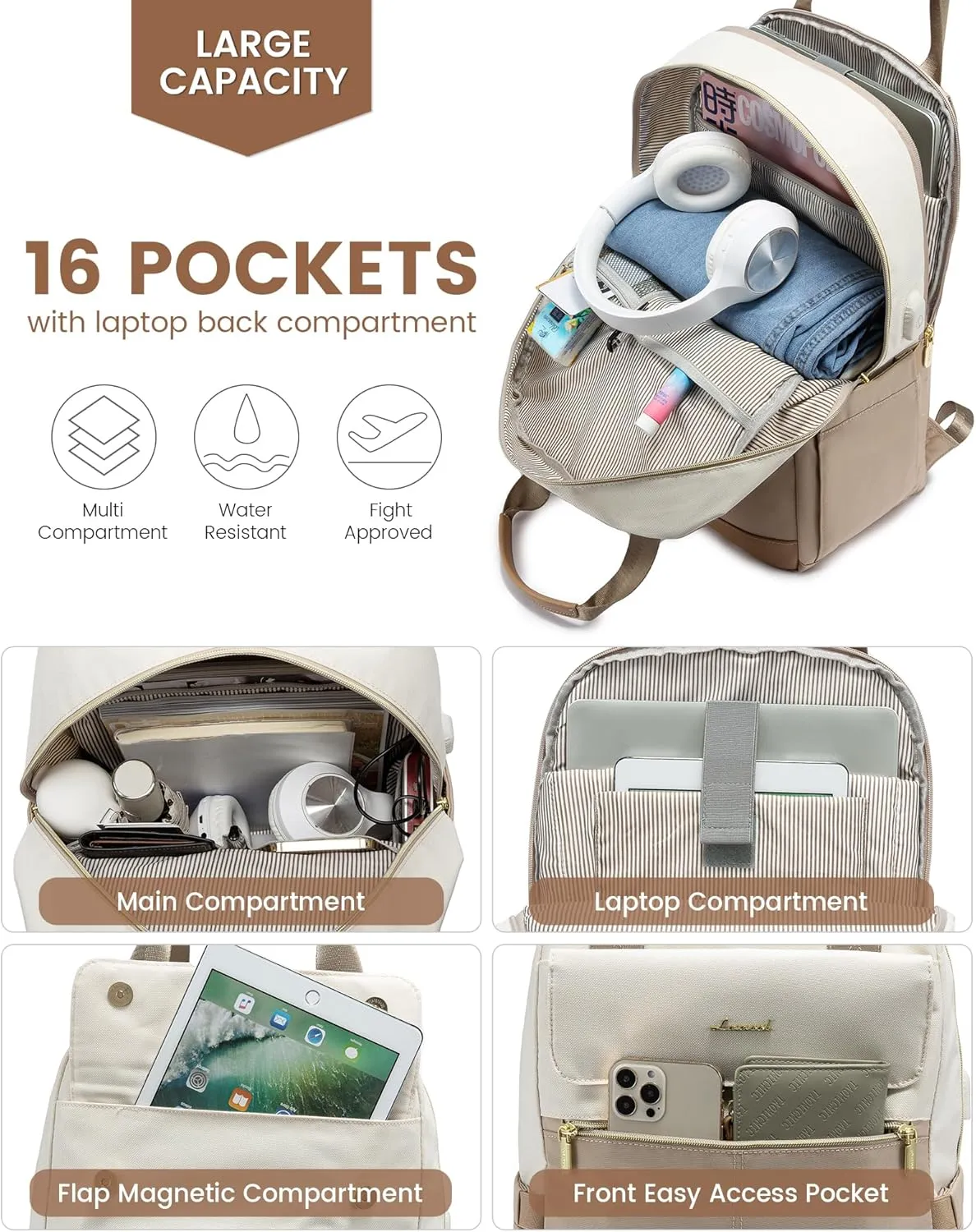 LOVEVOOK Laptop Backpack for Women, 15.6inch Laptop Bag with USB Port, Waterproof Travel Work Backpack Purse, Anti-Theft Backpacks Casual Computer Daypack Nurse Teacher Bag