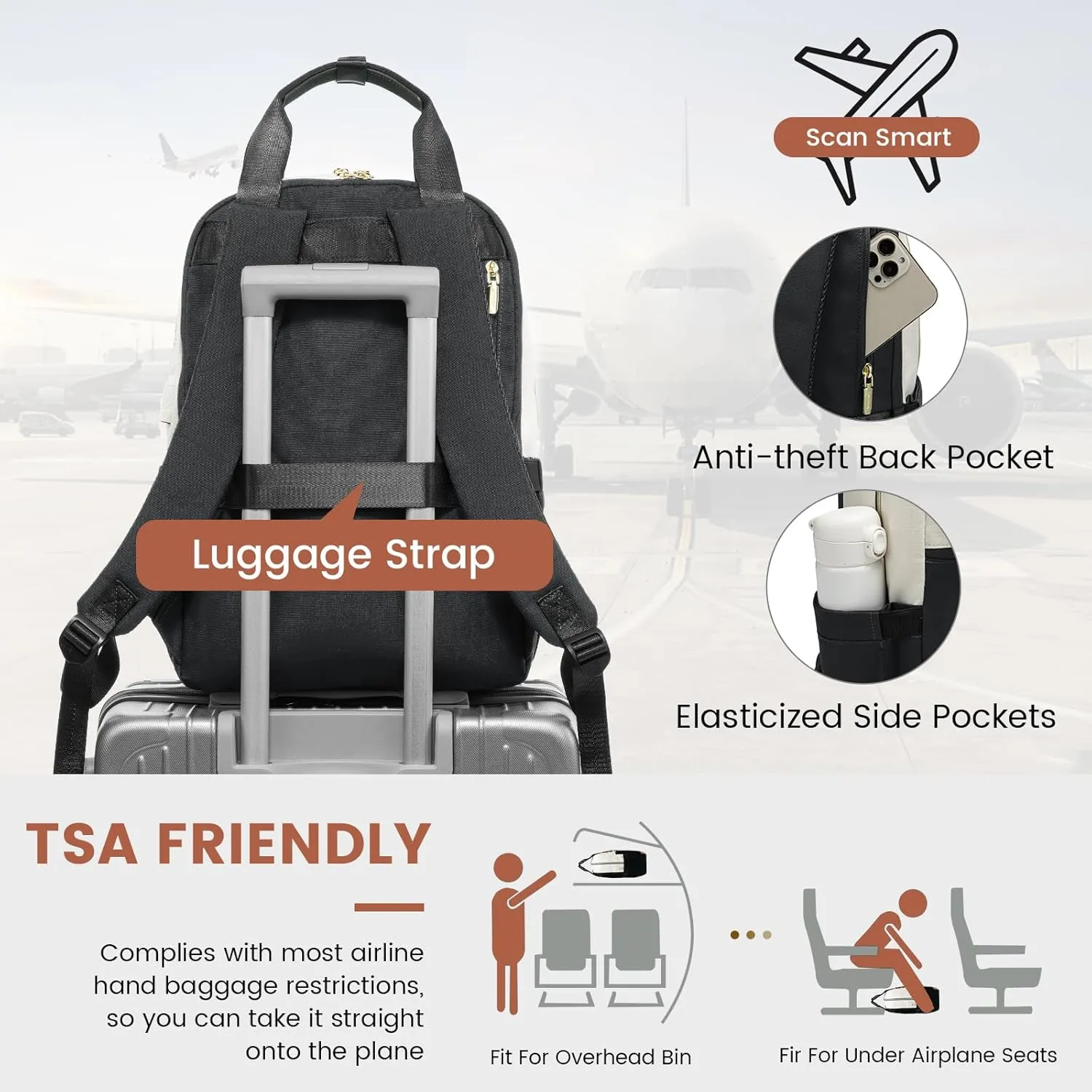 LOVEVOOK Laptop Backpack for Women, 17.3inch Laptop Bag with USB Port, Waterproof Travel Work Backpack Purse, Anti-Theft Backpacks Casual Computer Daypack Nurse Teacher Bag