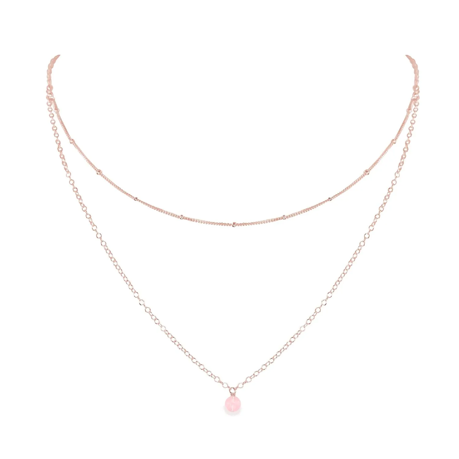 Luna Tide Rose Quartz Layered Choker in 14k Rose Gold Fill