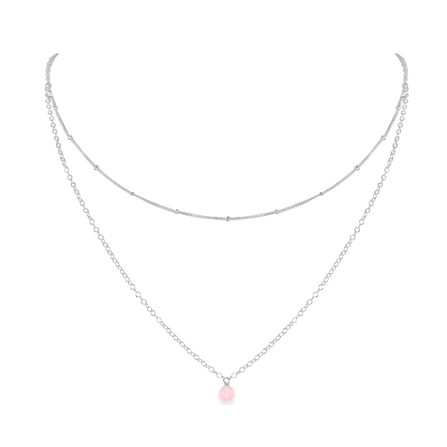 Luna Tide Rose Quartz Layered Choker in Sterling Silver