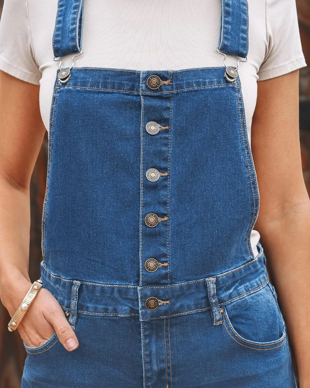 luvamia Denim Overalls for Women Stretchy Capri Jean Jumpsuit Loose Fit Summer Cropped Wide Leg Button Front Bib Overall