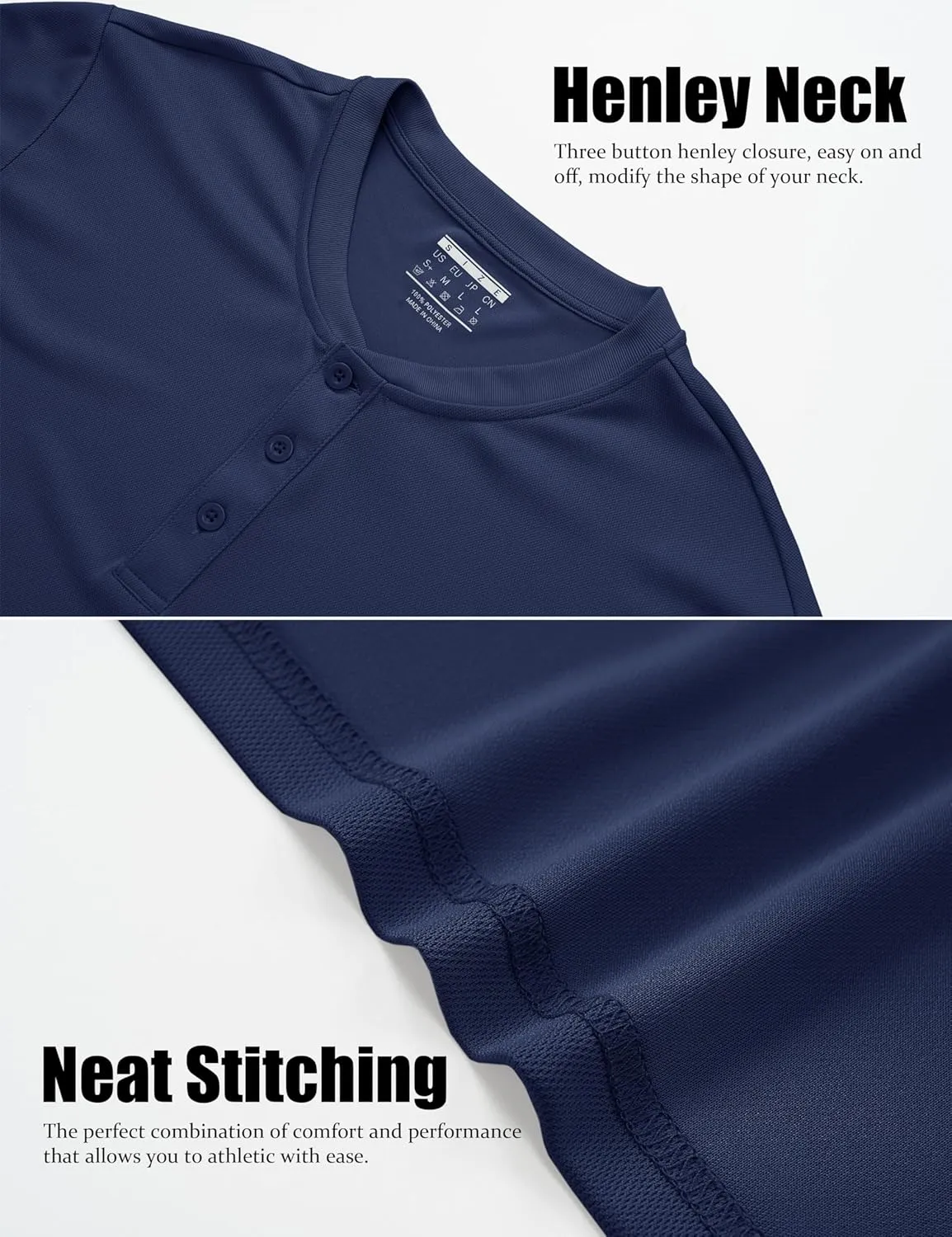 MAGCOMSEN Men's Henley Shirts Short Sleeve Casual Collarless Shirt Quick Dry Summer T-Shirts Golf Workout Tops
