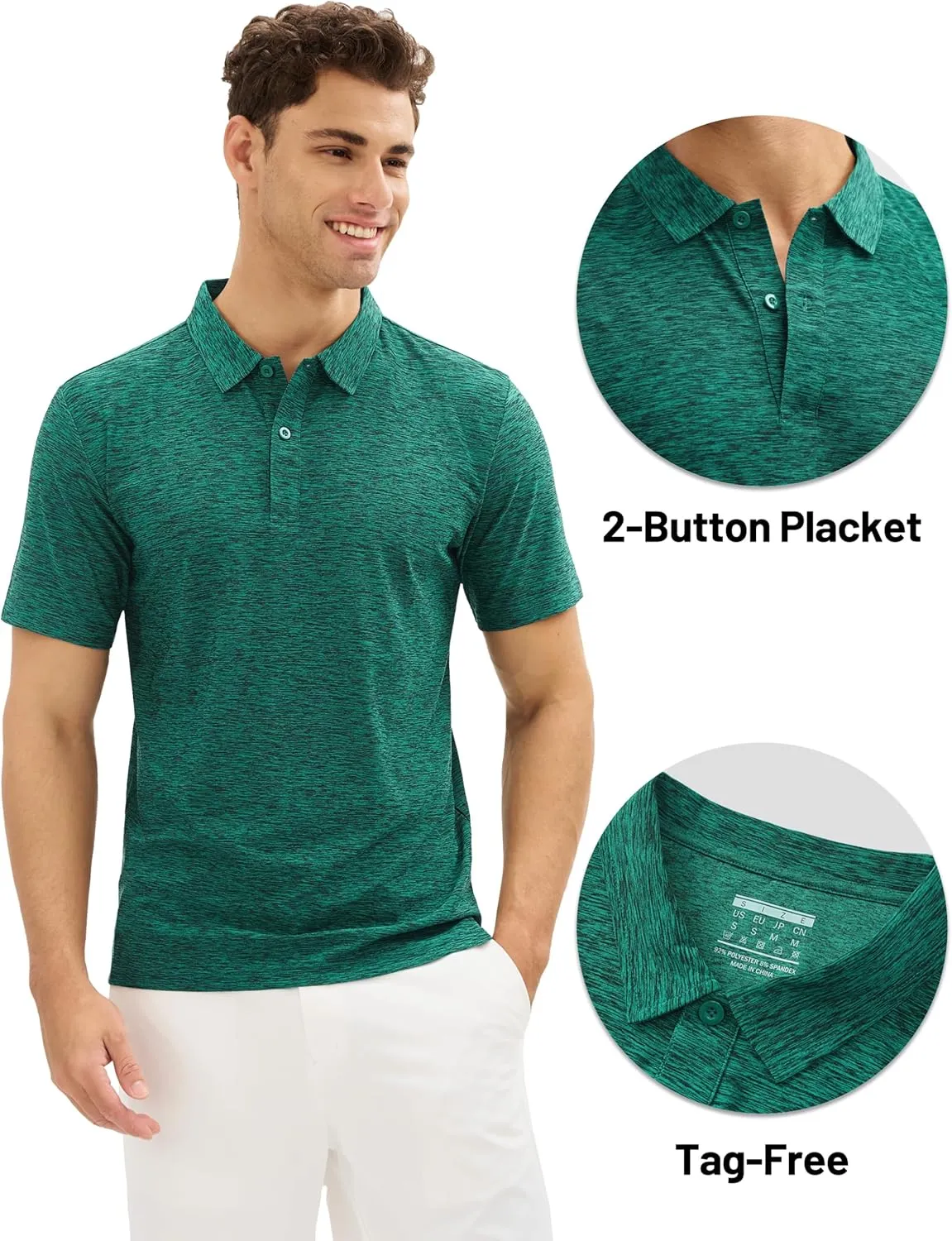 MAGCOMSEN Mens Polo Shirts Dry Fit Golf Shirts Moisture Wicking Athletic Workout Golf Polo Tees Casual Collared Shirt