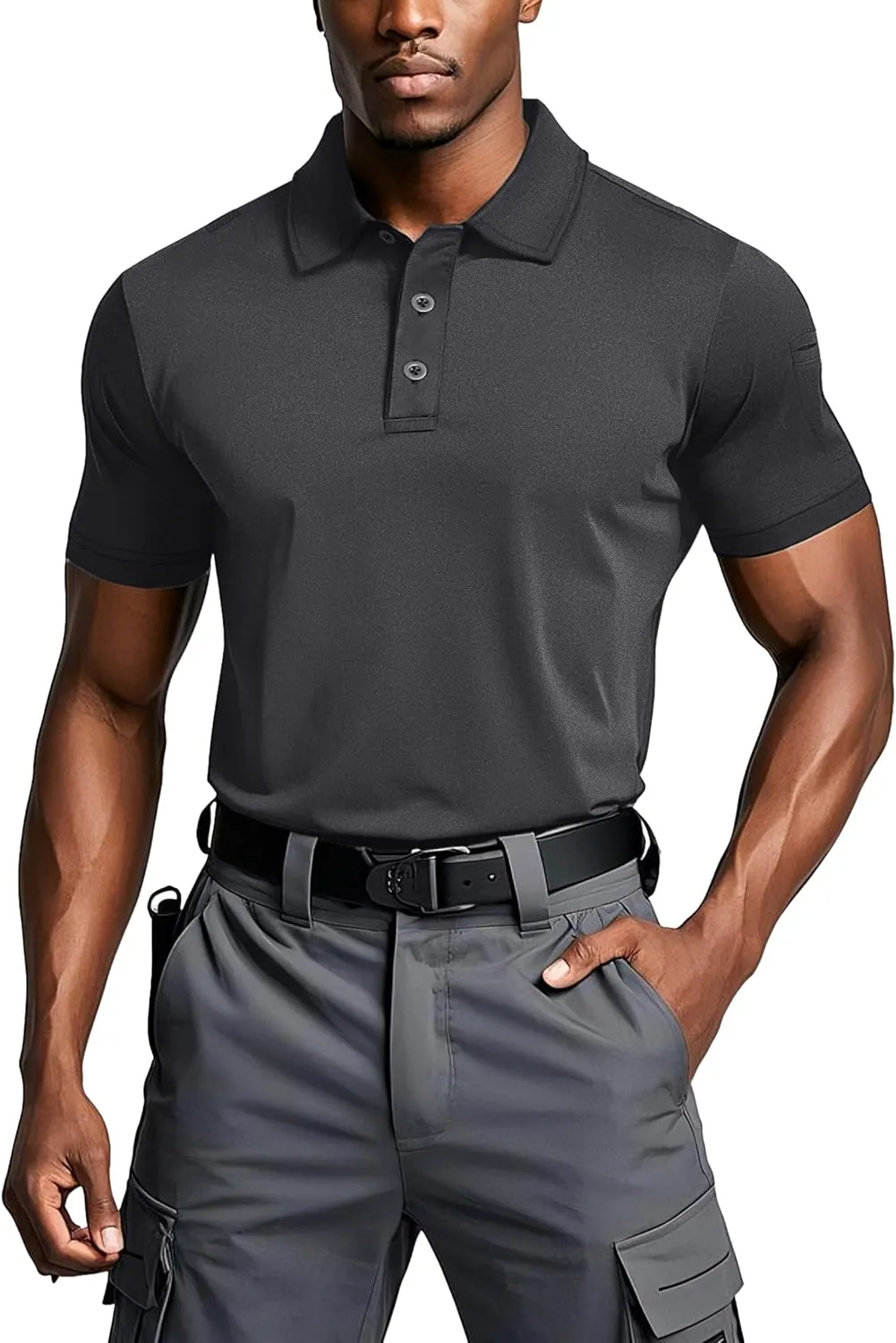 MAGCOMSEN Men's Polo Shirts Tactical UPF 50  Quick Dry Performance Short Sleeve Work Golf Shirts Lightweight Collared Pique