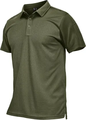 MAGCOMSEN Men's Polo Shirts Tactical UPF 50  Quick Dry Performance Short Sleeve Work Golf Shirts Lightweight Collared Pique