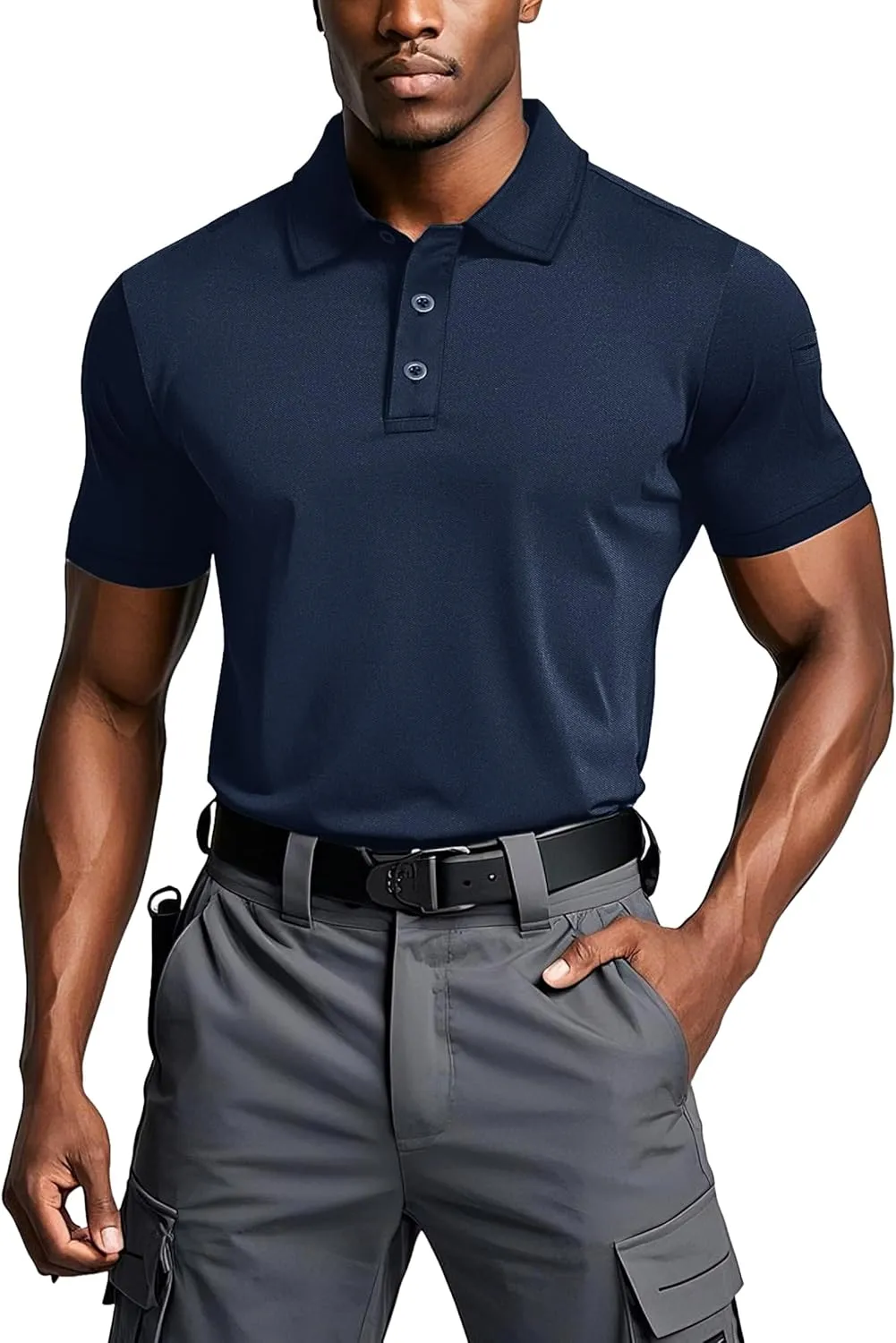MAGCOMSEN Men's Polo Shirts Tactical UPF 50  Quick Dry Performance Short Sleeve Work Golf Shirts Lightweight Collared Pique
