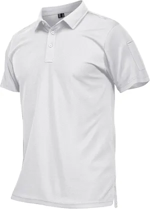 MAGCOMSEN Men's Polo Shirts Tactical UPF 50  Quick Dry Performance Short Sleeve Work Golf Shirts Lightweight Collared Pique
