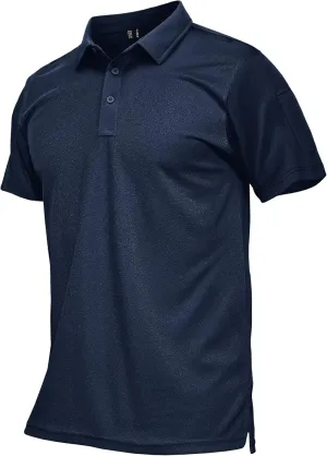 MAGCOMSEN Men's Polo Shirts Tactical UPF 50  Quick Dry Performance Short Sleeve Work Golf Shirts Lightweight Collared Pique