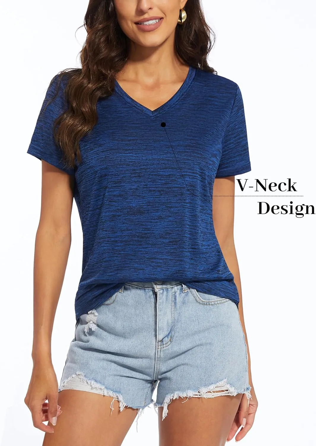 MAGCOMSEN Women's V Neck Workout Shirts Short Sleeve Moisture Wicking Yoga T-Shirts Quick Dry Athletic Tops
