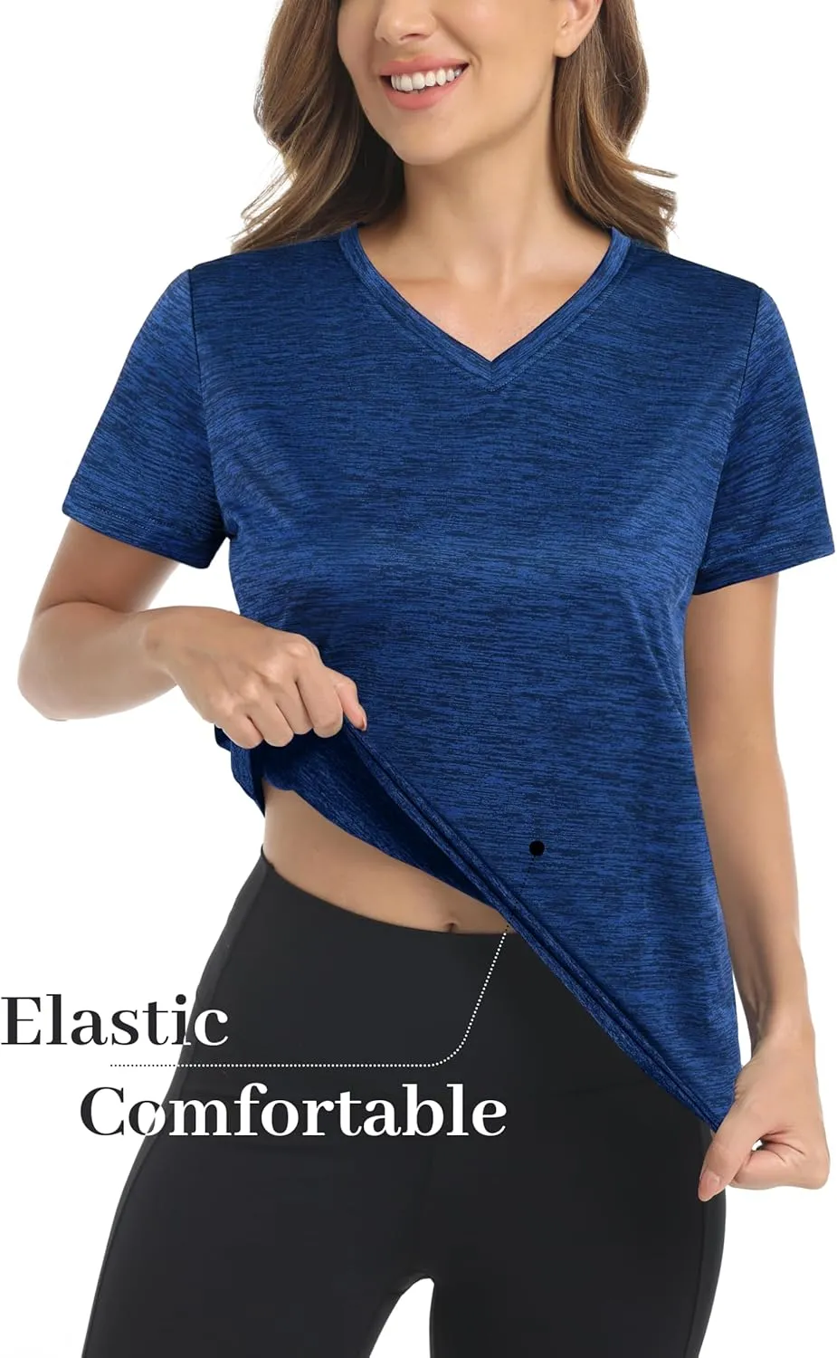 MAGCOMSEN Women's V Neck Workout Shirts Short Sleeve Moisture Wicking Yoga T-Shirts Quick Dry Athletic Tops