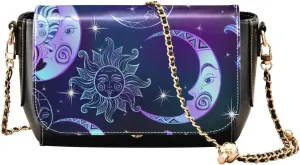 Magical Space Background Crossbody Bags for Women, Trendy Small Shoulder Bag, PU Leather Clutch Purse Underarm Handbag Satchel HandBag with Adjustable Metal Chain