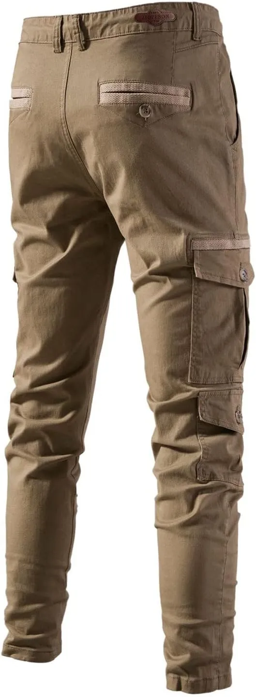 Mans Versatile Cargo Sweatpants Lightweight Solid Color Trouser Outdoor Military Multi Pocket Fashion Leisure Hiking Overalls