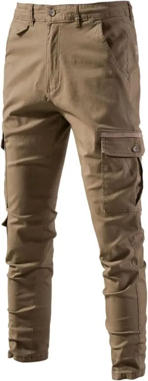 Mans Versatile Cargo Sweatpants Lightweight Solid Color Trouser Outdoor Military Multi Pocket Fashion Leisure Hiking Overalls